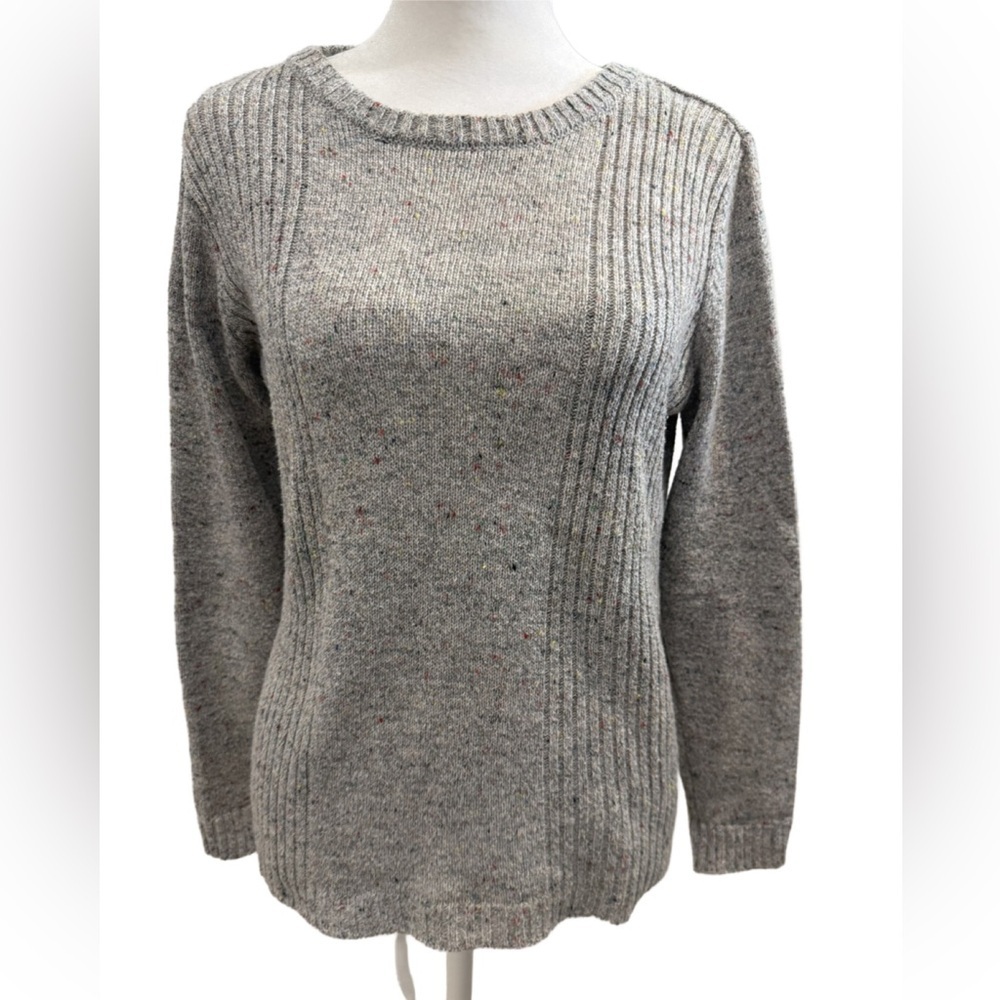 Joseph A Speckled Gray Women's ribbed knit crewneck Silk Sweater, PM